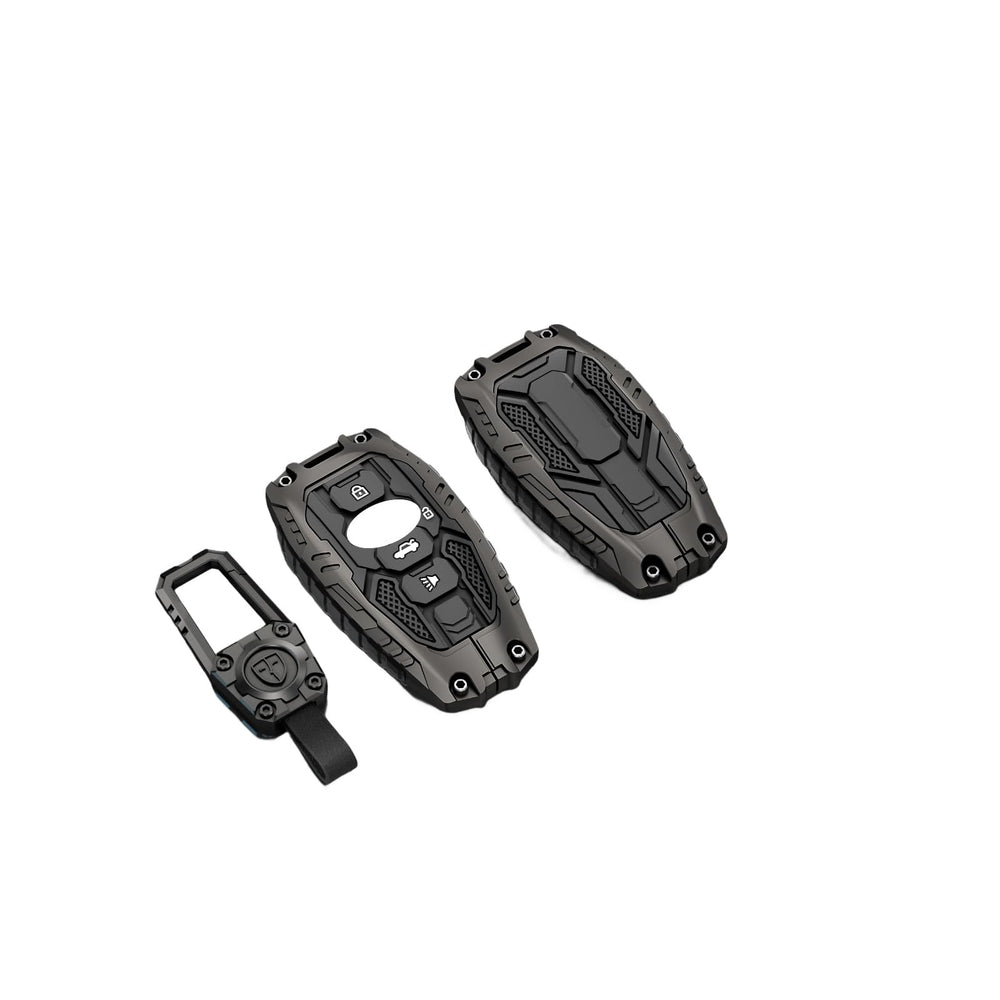 DEGEMEEN heavy zinc key fob cover front view protects Subaru key and adds style