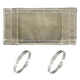 DEGEOBERLIN titanium pipe heat shield front view reduces exhaust heat exposure on motorcycles