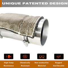 DEGEOBERLIN titanium pipe heat shield side profile shows slim fit for tight spaces