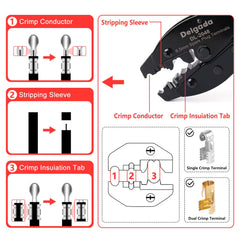 Delgada ratchet mechanism inside—self-adjusting crimp prevents over-tightening.