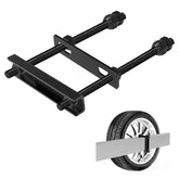 Delmoar trailer spare tire mount back view shows universal fit for various wheel patterns