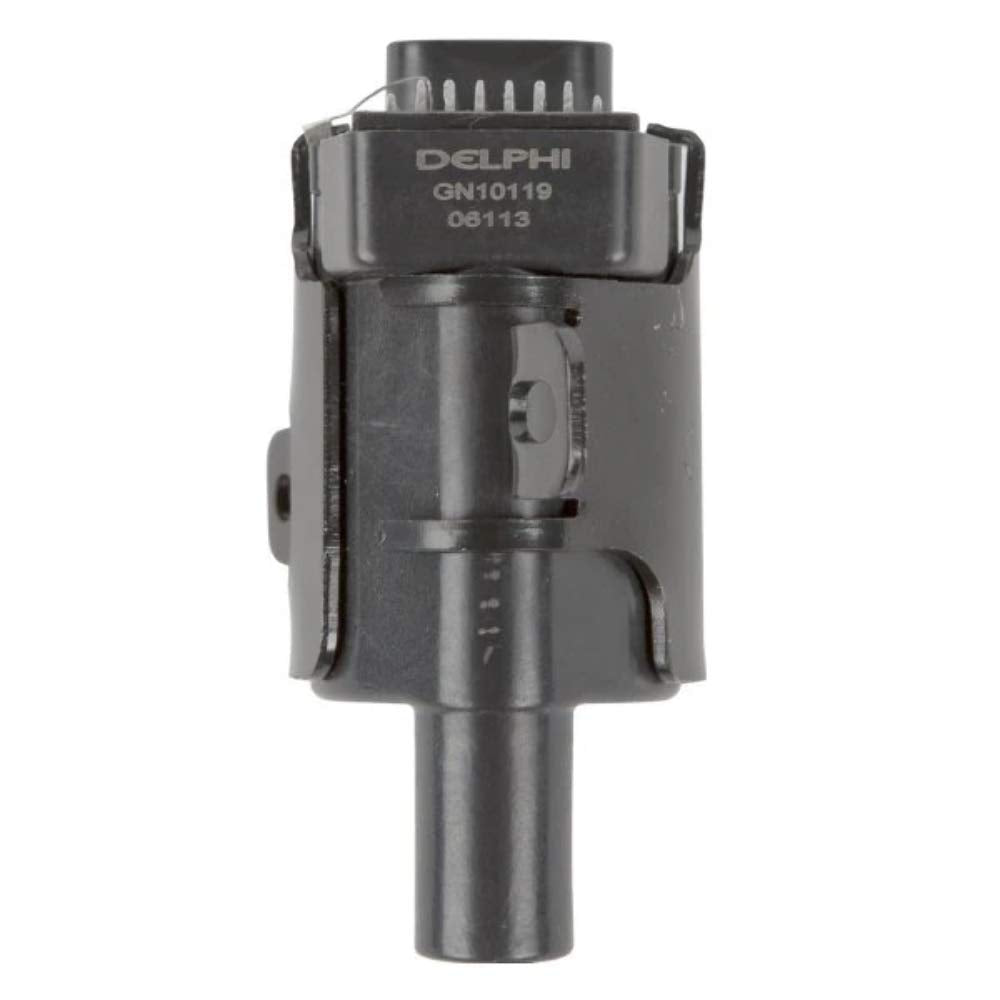 Delphi GN10119 ignition coil side profile highlighting compact rugged design for engines