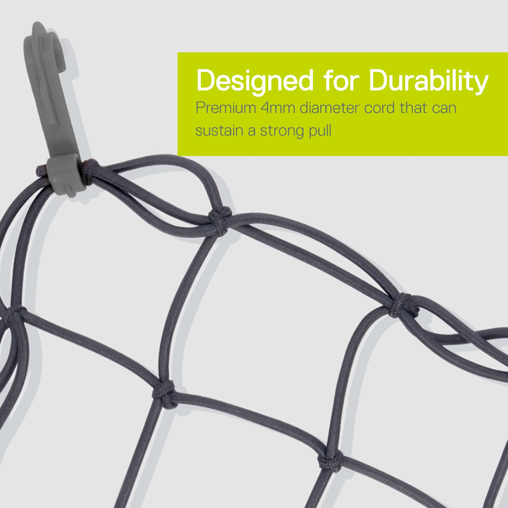 Delta Small Cargo Net durable cord resists wear for repeated use.