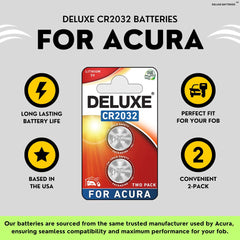 Deluxe Batteries Acura fob battery pack-2 compatibility guide image shows model matching.