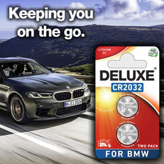 BMW remote key fob uses CR2032 format compatible with Deluxe Batteries.