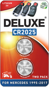Deluxe Batteries Mercedes CR2025 remote key 2-pack for reliable fob power