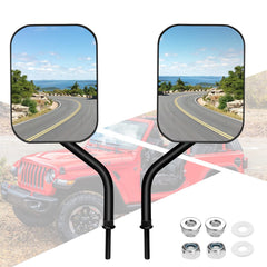 DenForste mirrors-off side mirror closeup with convex lens for expanded rear visibility.