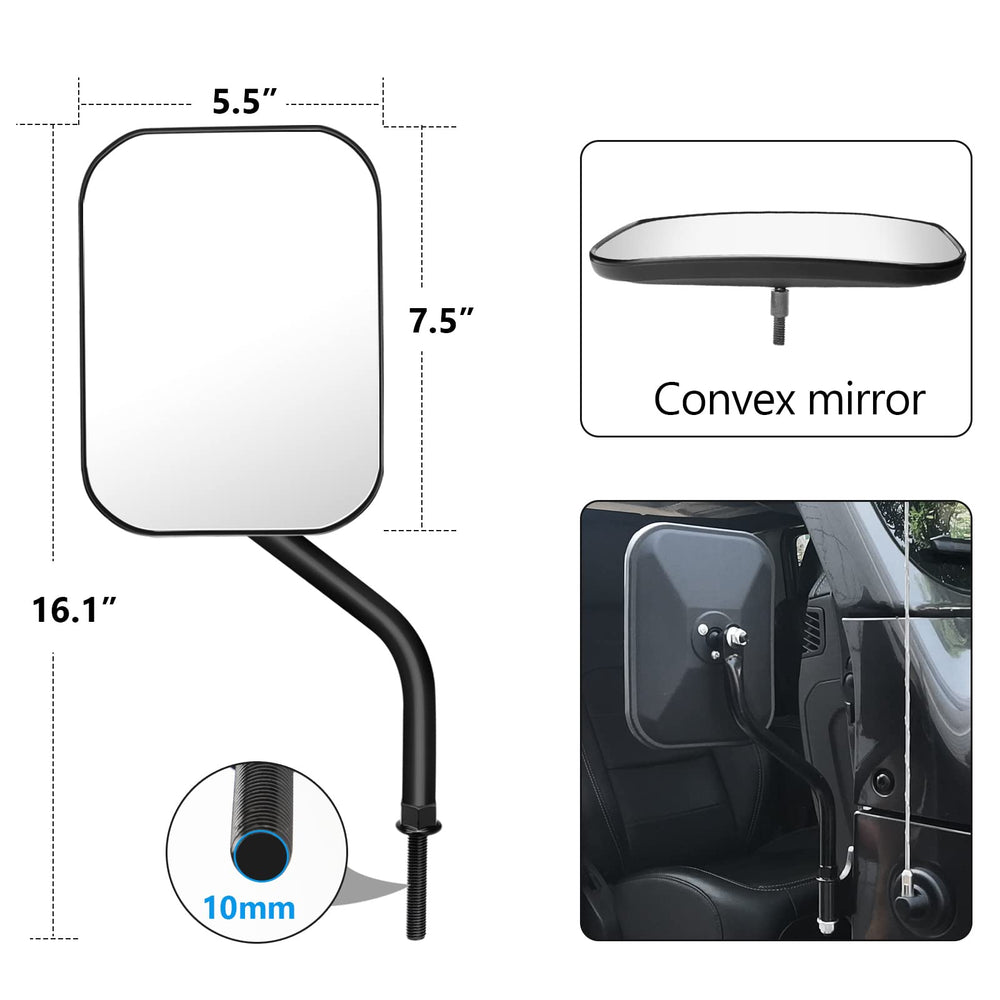 DenForste mirrors-off steel arm demonstrates sturdy durability for rugged Jeep adventures.