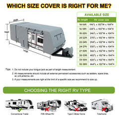 DenForste RV cover windproof straps close-up shows rugged weather resistance.