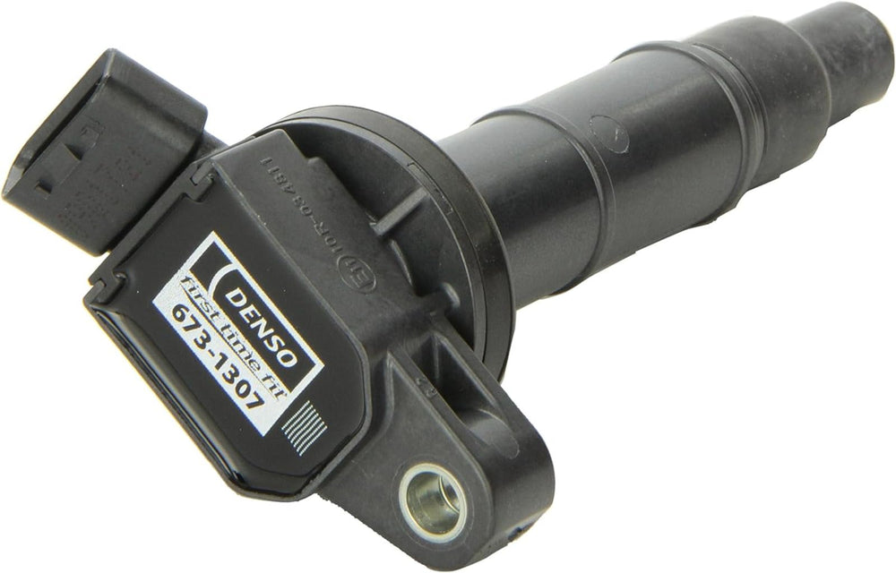 Denso 673-1307 coil in packaging, ready for direct replacement in compatible vehicles.