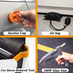 Car door ding repair with the DentWiz kit in action.