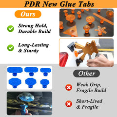 Glue tabs in various sizes for versatile dent repairs.