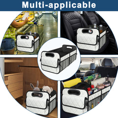 Deosk trunk organizer with grocery setup keeps bags stable during trips.