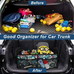 Deosk trunk organizer shown in multifunction mode for car and home storage.