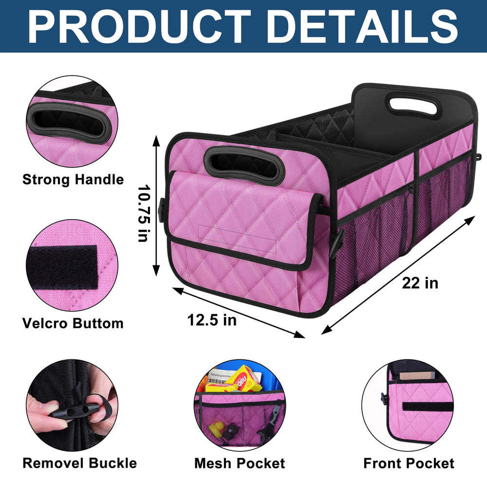 Deosk trunk organizer side pockets pink ideal for smaller essentials