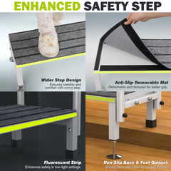 DEPSUNNY aluminum rv stairs highlighted for corrosion resistance and durability.