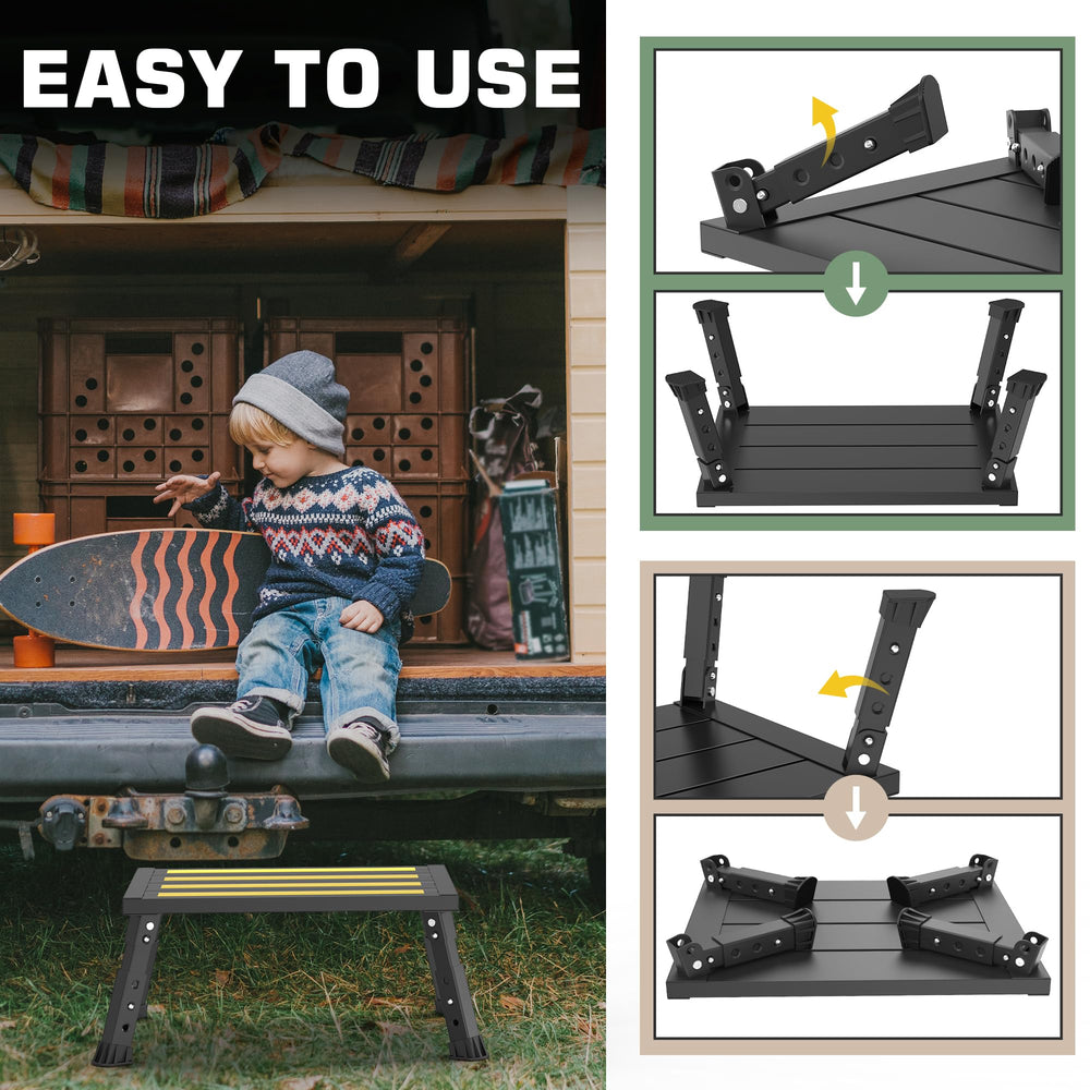 DEPSUNNY wide, deep platform provides balanced footing on the step.