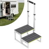 DEPSUNNY RV steps with handrail show adjustable height for safer entry