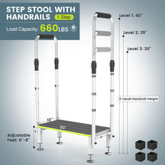 DEPSUNNY step stool with dual handrails side view illustrates balanced ascent.
