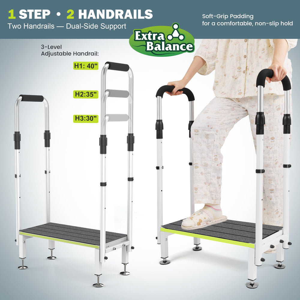 DEPSUNNY step stool with low-profile end caps for flat thresholds.