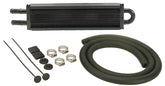 Derale 13200 mounted view shows tubing and fins for efficient steering cooling