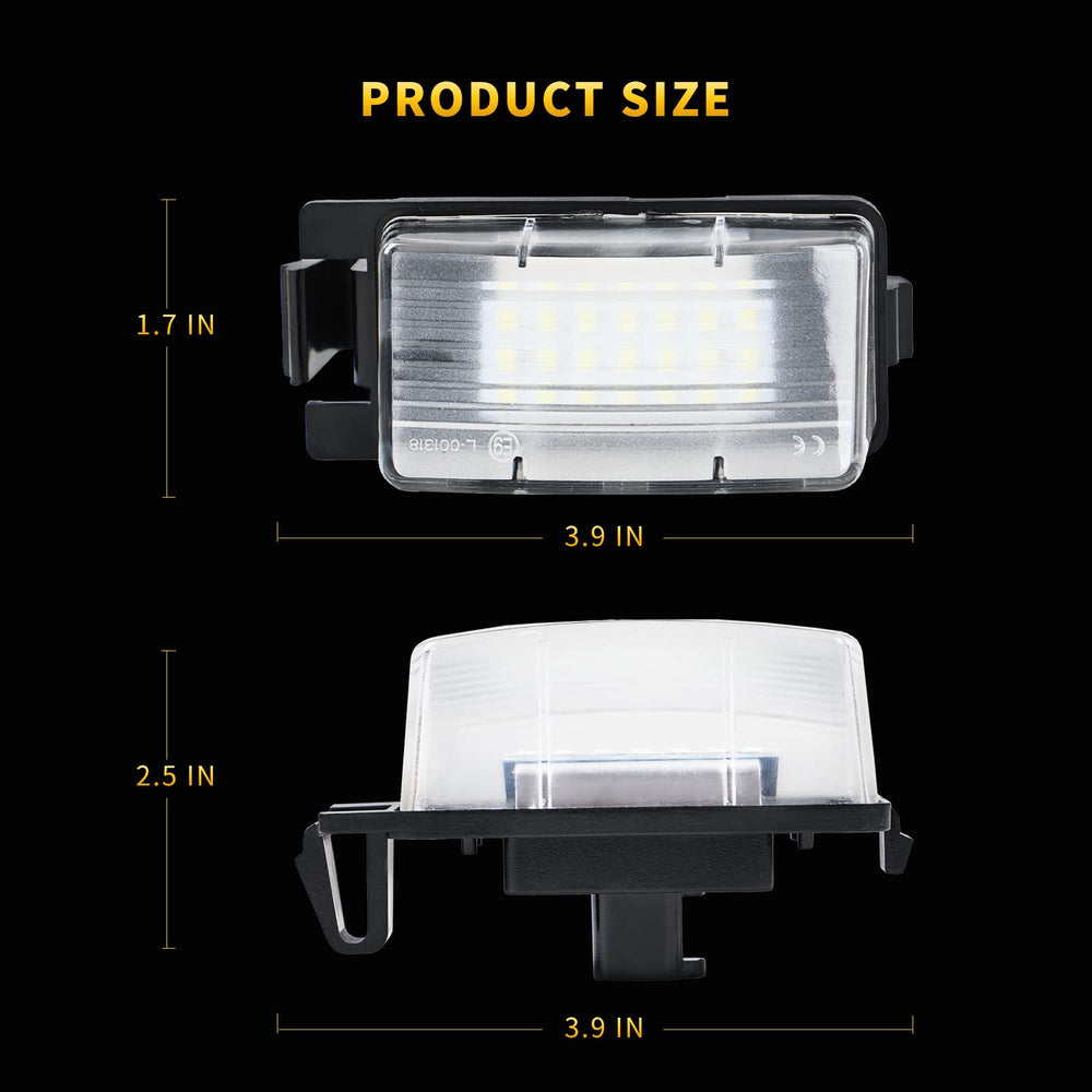 DERMOKA 2x license plate lights showing waterproof and dustproof seals for harsh weather.