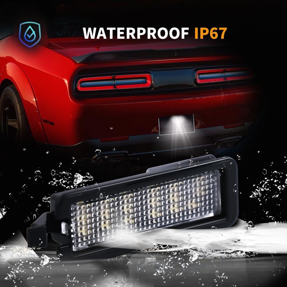 DERMOKA LED license plate light for Jeep Compass boosts rear visibility in darkness.