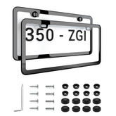 Deselen chrome-black license frame front view showing mirror finish