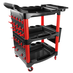 DESEQPT auto detailing cart with wheels for quick mobility in a busy garage
