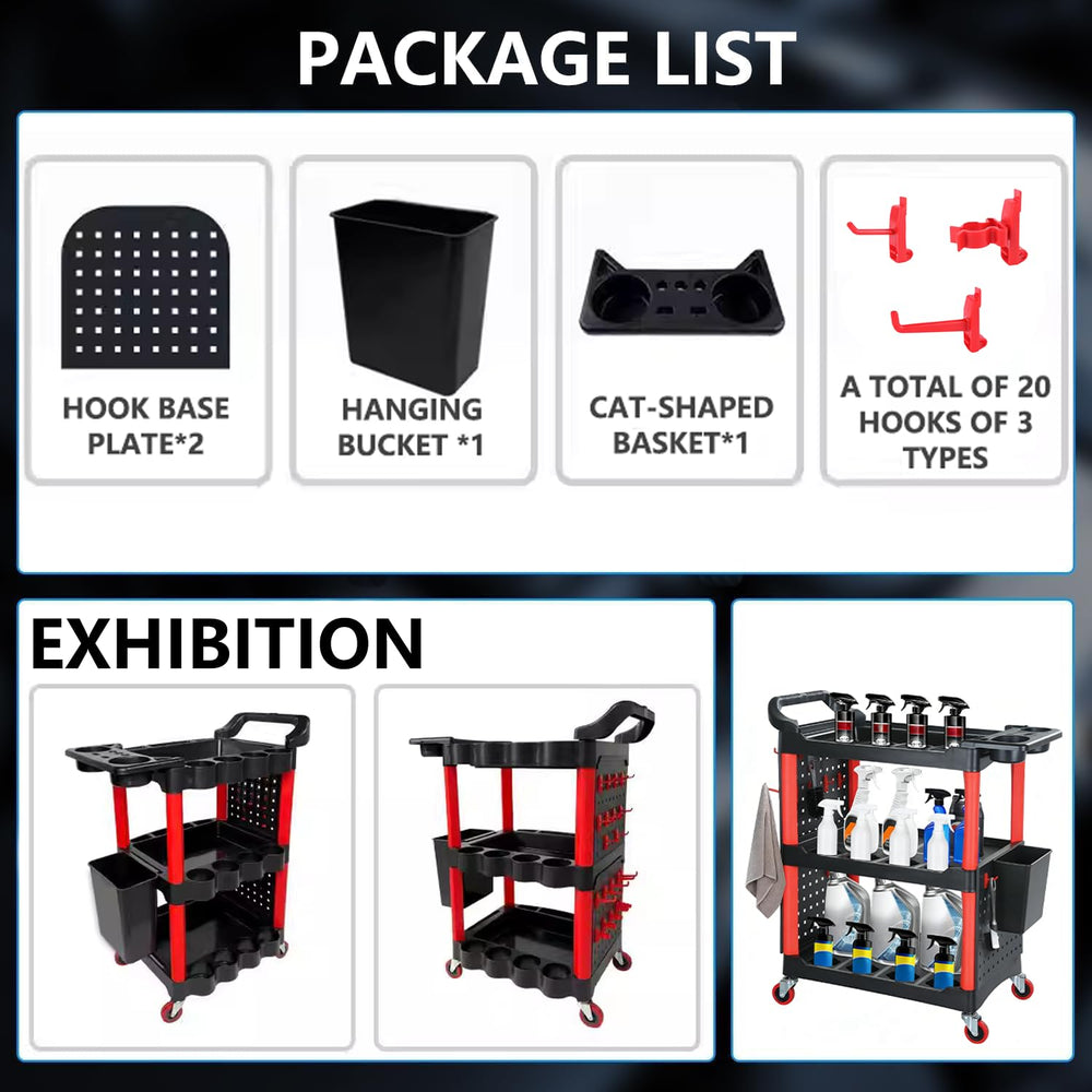 DESEQPT cart with hooks and hanging bucket for organized storage