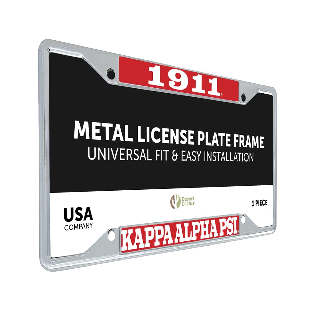 Desert Cactus license frame front view with official branding and slim profile.