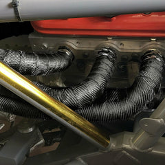 Under-hood view demonstrates cooler temperatures with heat wrap in use.