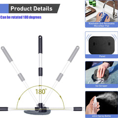 Desin windshield cleaning tool uses washable microfiber pads for repeated use.