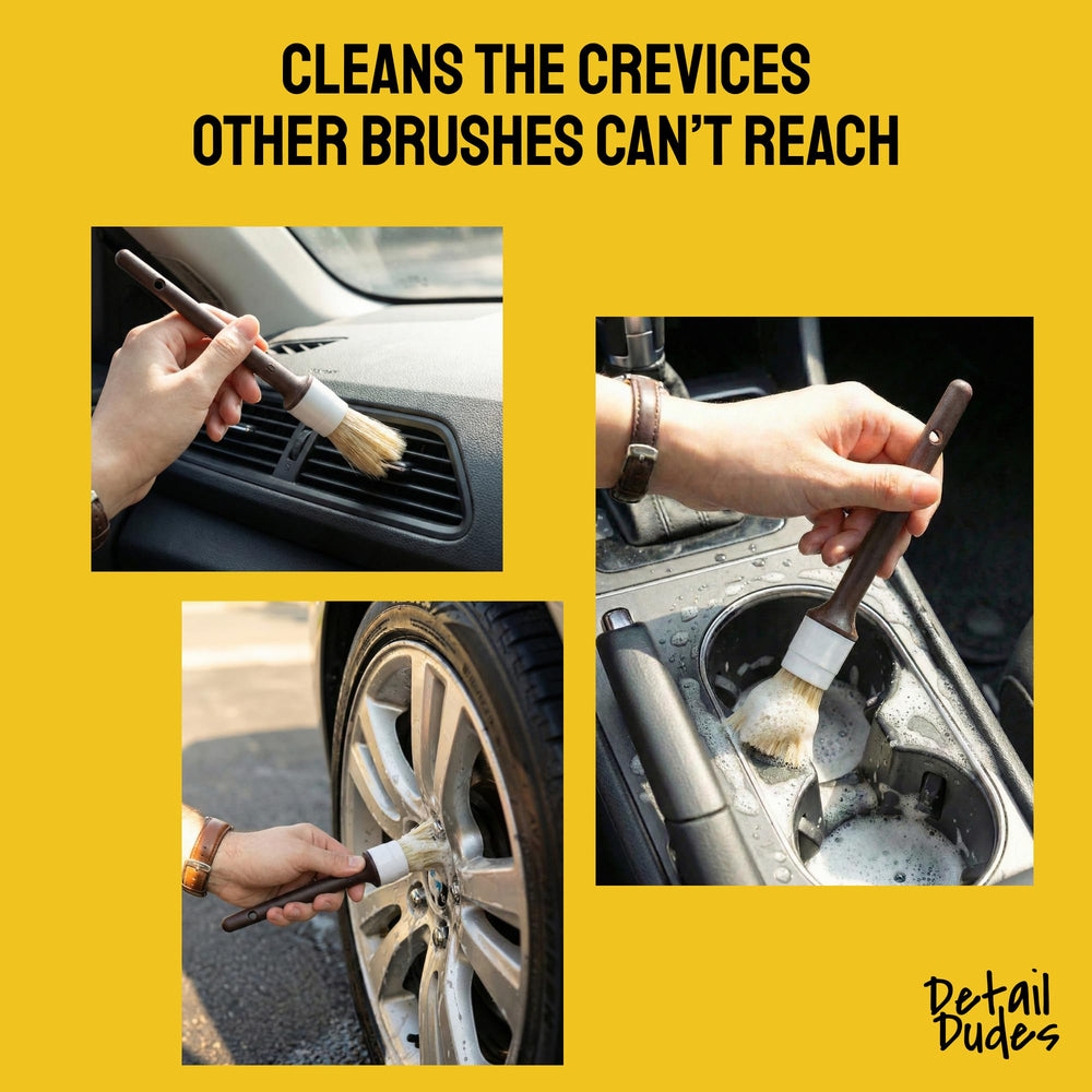 Detail Dudes comfortable grip handle brush ideal for long detailing sessions.