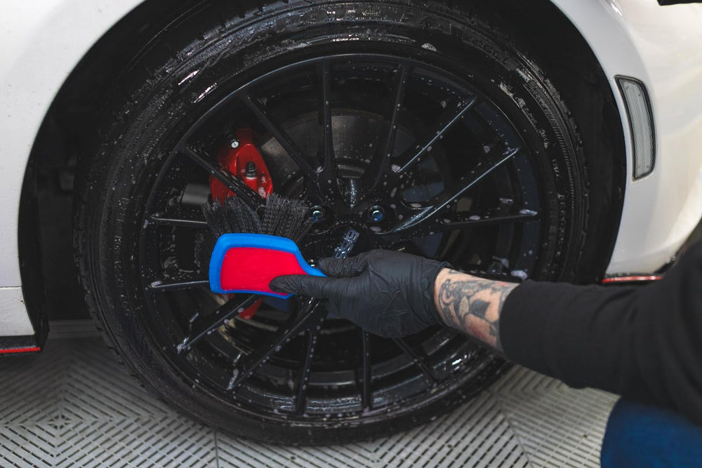 Detail Factory ProGrip Wheel Face Brush featuring chemical-resistant bristles against cleaners