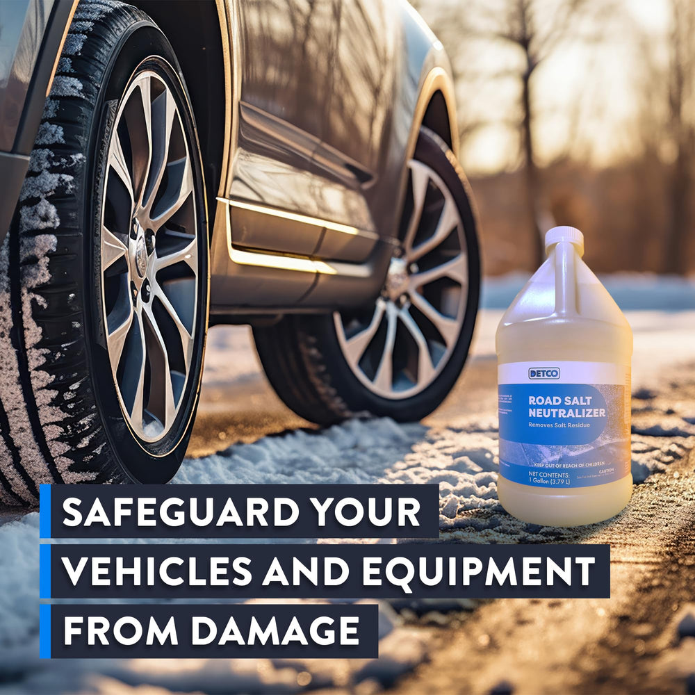 Detco Road Salt Neutralizer applied to a car surface demonstrates renewed shine.