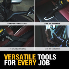 DEWALT all-in-one car detailing attachments kit for efficient cleaning.