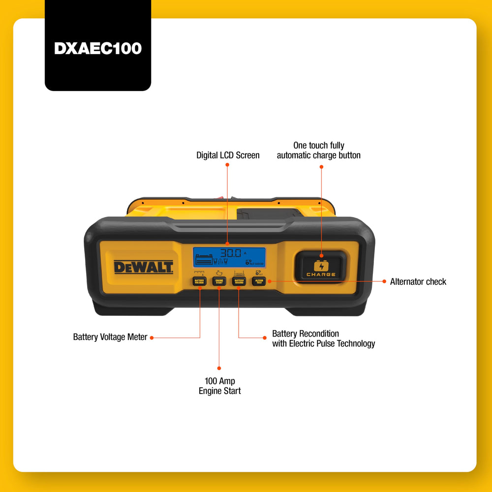DeWalt DXAEC100 battery reconditioner improves charge capacity by reversing sulfation.
