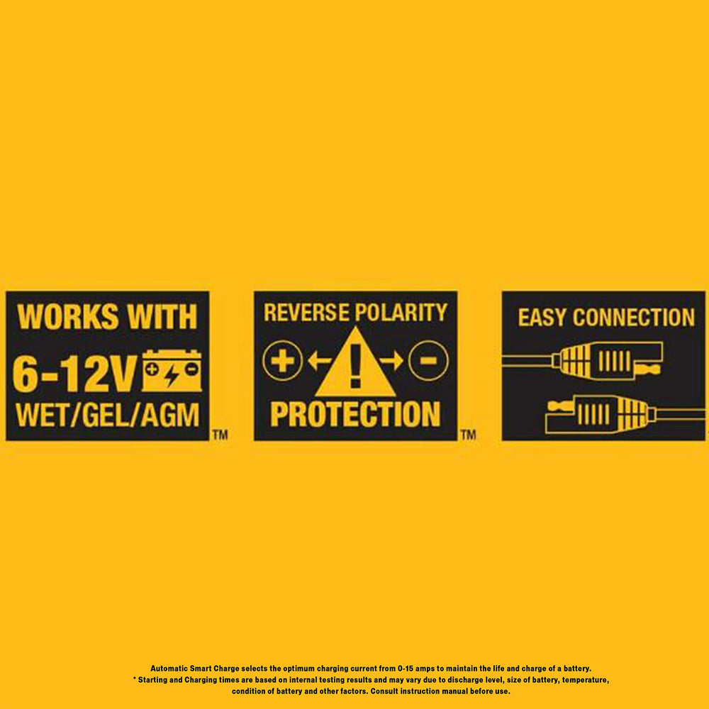 DEWALT DXAEC2 indicators illuminate for fully automatic charging.