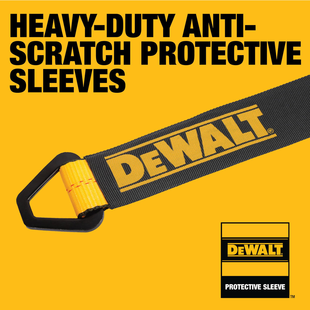 DEWALT DXBC80005 reinforced D-rings with black coating resist corrosion.