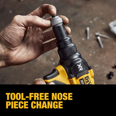 DEWALT 0.98 inch stroke length enables efficient rivet fastening in tight spots