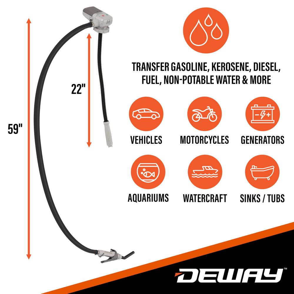 Deway AA battery powered pump for portable, cordless transfers