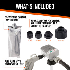 Deway fuel transfer pump battery-powered operation for portable use