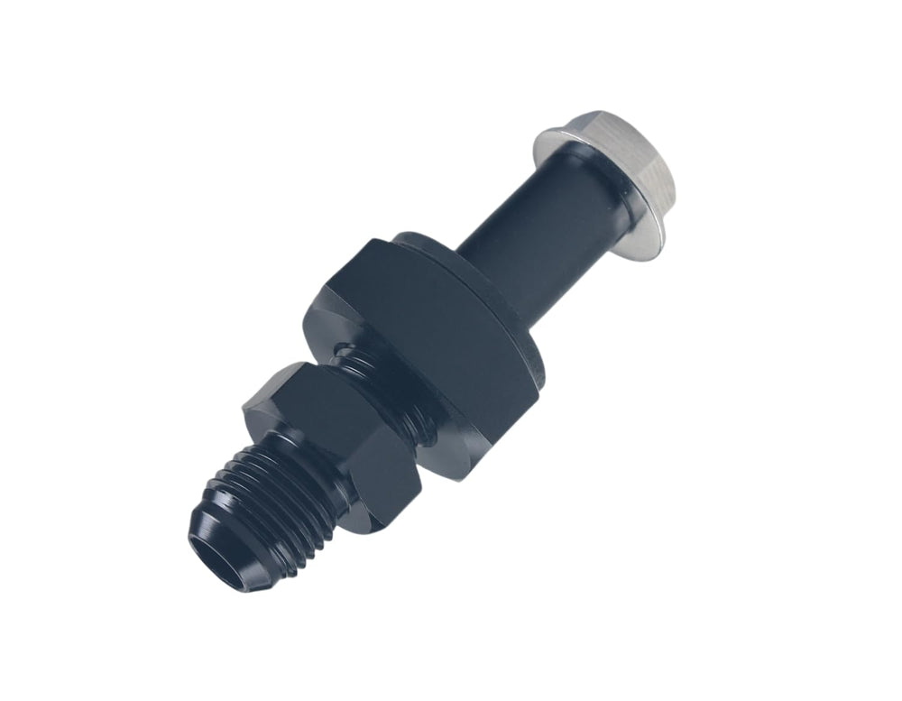 DEWHEL Universal 6AN bung kit, front view, durable aluminum body for reliable fuel return.