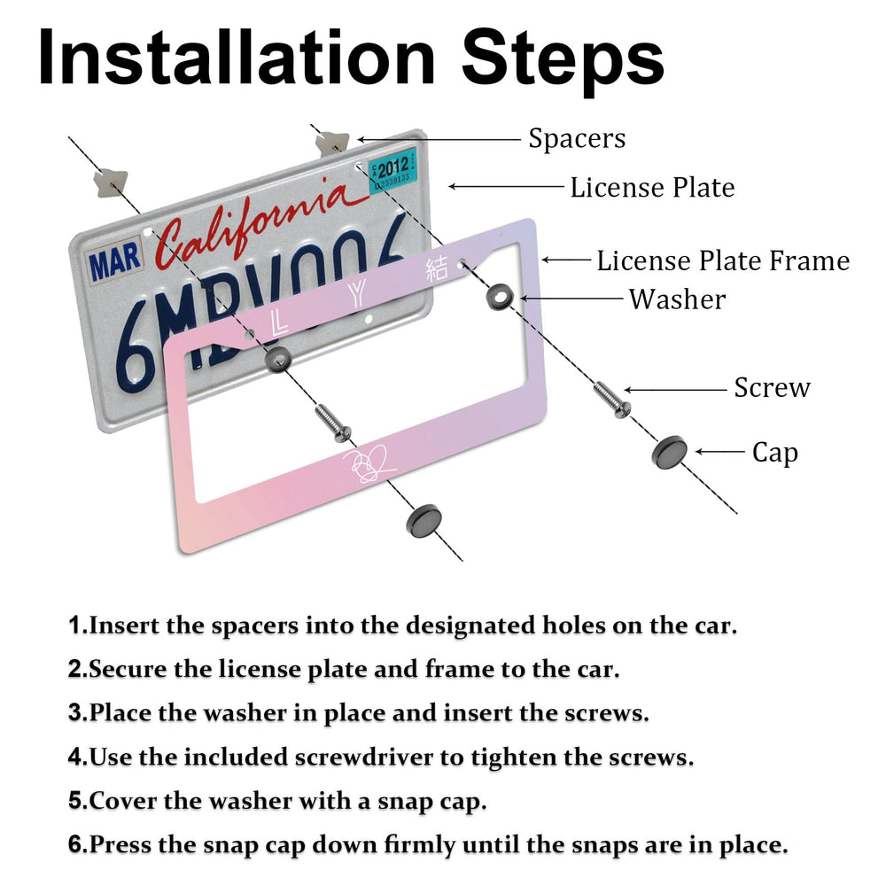 DGDRHZ pink license plate frame includes screw kit for easy setup.
