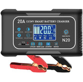 Dght Battery Charger front view shows easy plug-and-charge for cars and boats.