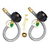DGZMJJ 18-inch RV propane hose with gauge for quick level checks on the go.