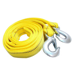 Diamall tow strap with hooks in bright yellow for easy visibility during recovery