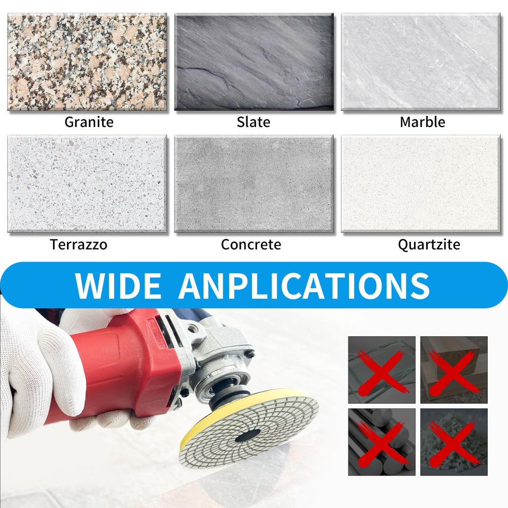 DiamDr kit-compatible pads for use with variable-speed polishers.