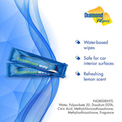 Diamond Wipes lemon-scented wipe releasing a fresh fragrance during cleaning.